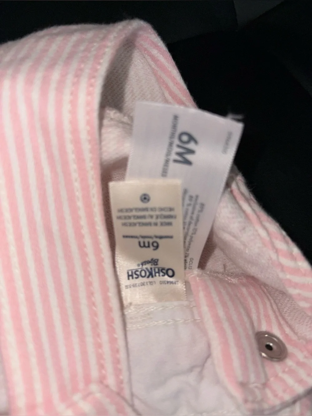 Oshkosh Baby Pink Denim Hickory Stripe Overalls 6ms
